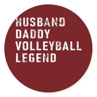 Mens Fathers Day Husband Daddy Volleyball Legend Classic Round Sticker
