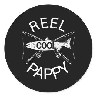 Mens Father's Day REEL COOL PAPPY Fish Grandpa Classic Round Sticker
