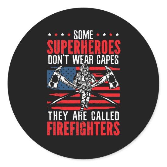 Mens Firefighter American Flag Fire Department Classic Round Sticker