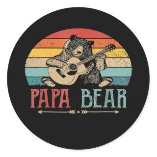 Mens Mens Cute Papa Bear Vintage Father's Day Classic Round Sticker