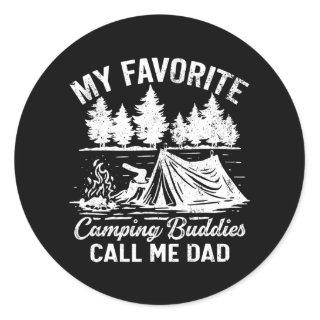 Mens My Favorite Camping Buddies Call Me Dad Classic Round Sticker