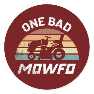 Mens One Bad Mowfo Funny Lawn Care Mowing Classic Round Sticker