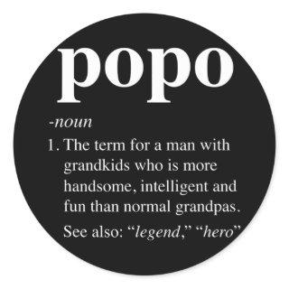 Mens Popo Definition Funny Noun Grandpa Defined Classic Round Sticker