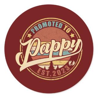 Mens Promoted to Pappy 2023 funny For New Pappy Classic Round Sticker