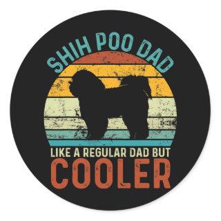 Mens Shih Poo Dad Like A Regular Dad But Cooler Classic Round Sticker