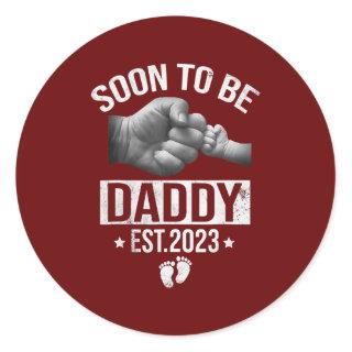 Mens Soon To Be Daddy Est 2023 Fathers Day Classic Round Sticker