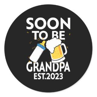 Mens Soon To Be Grandpa Est 2023  Classic Round Sticker