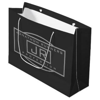 Men's Sporty Geometric Grey & Dark Greys Large Gift Bag