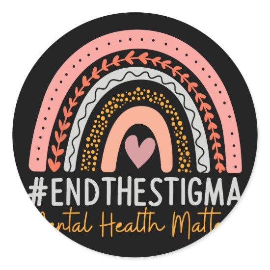 Mental-health Matters End The Stigma Rainbow Boho  Classic Round Sticker