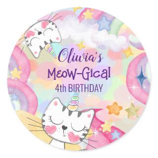 Meow-gical caticorn birthday sticker