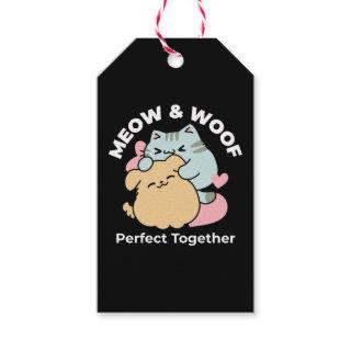 Meow & Woof Perfect Together - Cute Cat and Dog Gift Tags
