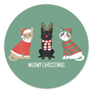 Meowy Christmas Cats Classic Round Sticker