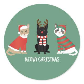 Meowy Christmas Cats Classic Round Sticker