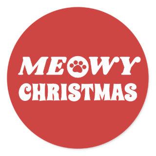 Meowy Christmas Classic Round Sticker