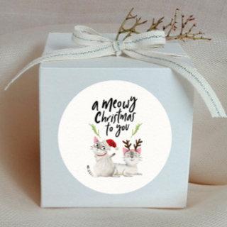 Meowy Christmas Cute Cat Lovers Classic Round Sticker