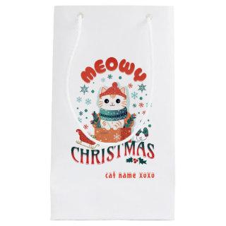 Meowy Christmas Kawaii White Cat Small Gift Bag