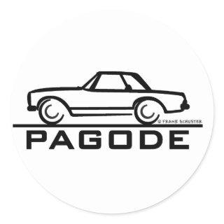 Mercedes SL Pagode with Script Classic Round Sticker