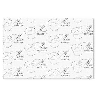 Merci Beaucoup Elegant Calligraphy Thank You Tissue Paper