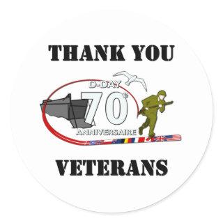 Merci vétérans - Thank you veterans Classic Round Sticker