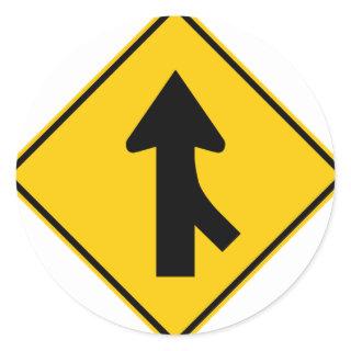 Merging Traffic Highway Sign (Right) Classic Round Sticker