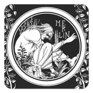 Merlin Art Nouveau fantasy Square Sticker