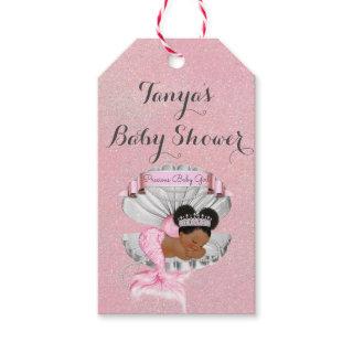Mermaid African American Baby Pink Shell Pearls Gift Tags