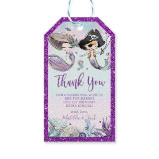 Mermaid and Pirate Joint Birthday Thank You Favor Gift Tags