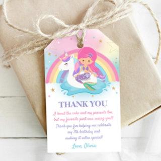 Mermaid and Unicorn Pool Birthday Party Thank You  Gift Tags