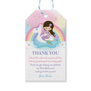 Mermaid and Unicorn Pool Birthday Party Thank You  Gift Tags