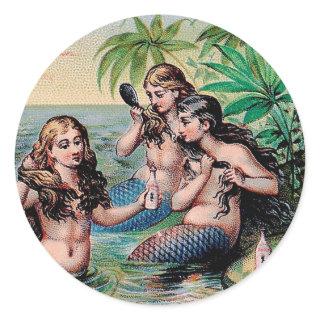 Mermaid Antique Magic Nautical Ocean Classic Round Sticker