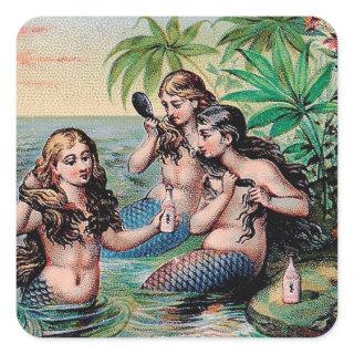 Mermaid Antique Magic Nautical Ocean Square Sticker