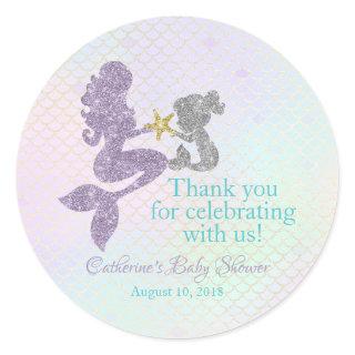 Mermaid Baby Shower thank you stickers party favor