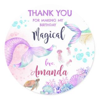 Mermaid Birthday Party Thank You Favour Classic Round Sticker