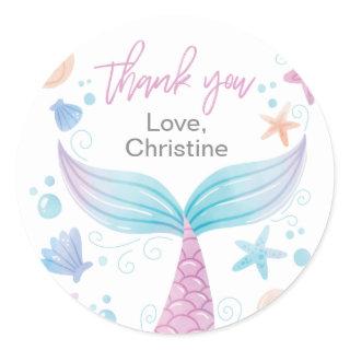 Mermaid Birthday Party Thank You Stickers