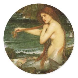 Mermaid by John William Waterhouse Classic Round Sticker