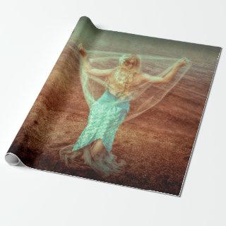 Mermaid By The Sea Vintage Brown Teal Design