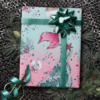 Mermaid Christmas | Stockings and Trees Teal Pink