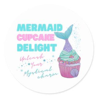 Mermaid cupcake delight magical charm classic round sticker
