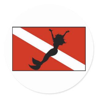 Mermaid Diver Flag Classic Round Sticker