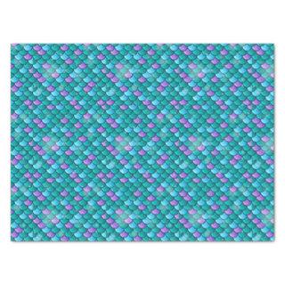 Mermaid Fish Tail Scales Green & Purple Pattern Tissue Paper