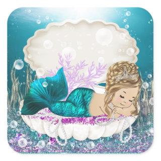 Mermaid Girl Baby Shower Stickers