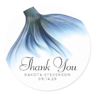 Mermaid Glam Tail | Dusty Ice Blue Sheen Thank You Classic Round Sticker