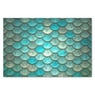 Mermaid minty green fish scales pattern tissue paper
