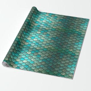 Mermaid minty green fish scales pattern