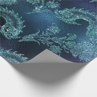 Mermaid Ocean Glitter Blue Navy Teal Sea-life