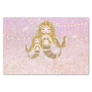 Mermaid Pink Gold Glitter Sparkle Star Baby Girly Tissue Paper