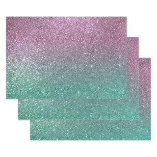 Mermaid Pink Green Sparkly Glitter Ombre  Sheets