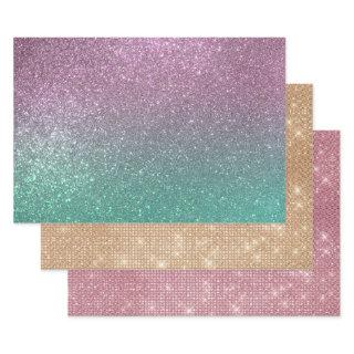 Mermaid Pink Green Sparkly Glitter Ombre  Sheets