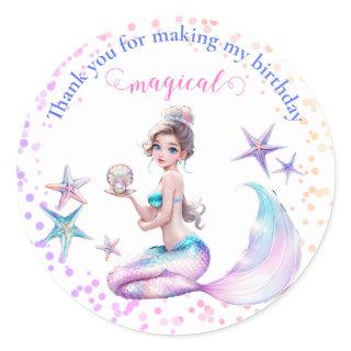Mermaid Princess Under The Sea Birthday Favor Classic Round Sticker
