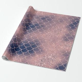 Mermaid Scales Pink Rose Glitter Navy Blush Spark